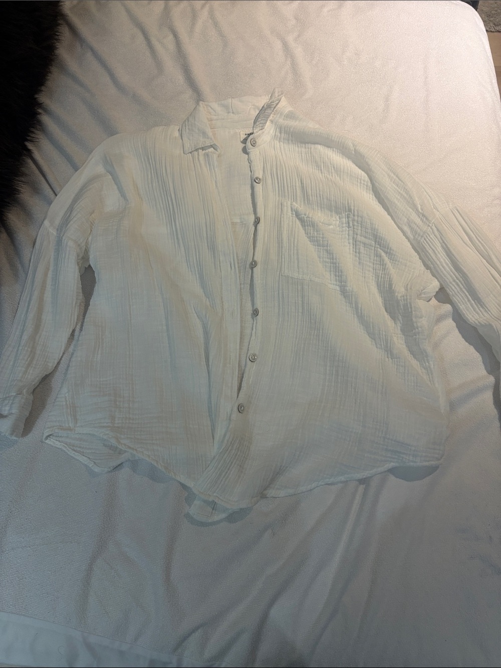 American Eagle Outfitters White Gauze Button-Down Shirt